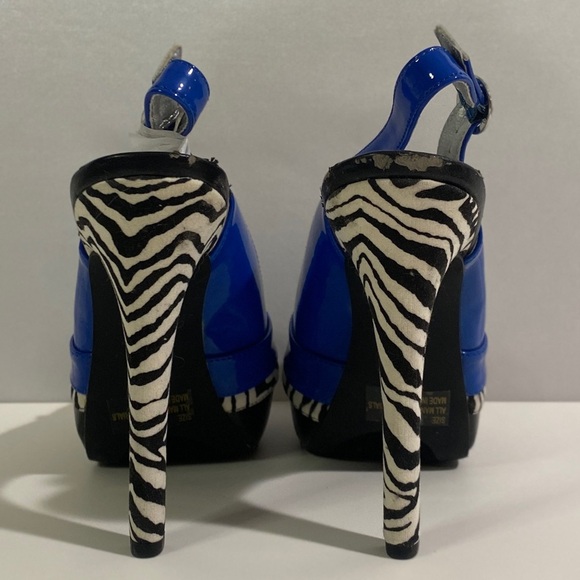 Qupid Women's 7 Blue & Zebra Pattern Heels - Picture 2 of 8